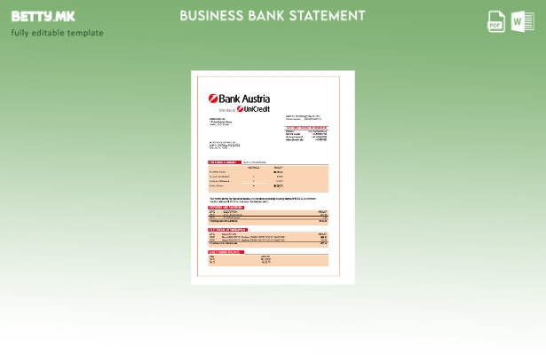 Модерен стил Изјава на организацијата на Bank Austria Шаблон Word и PDF